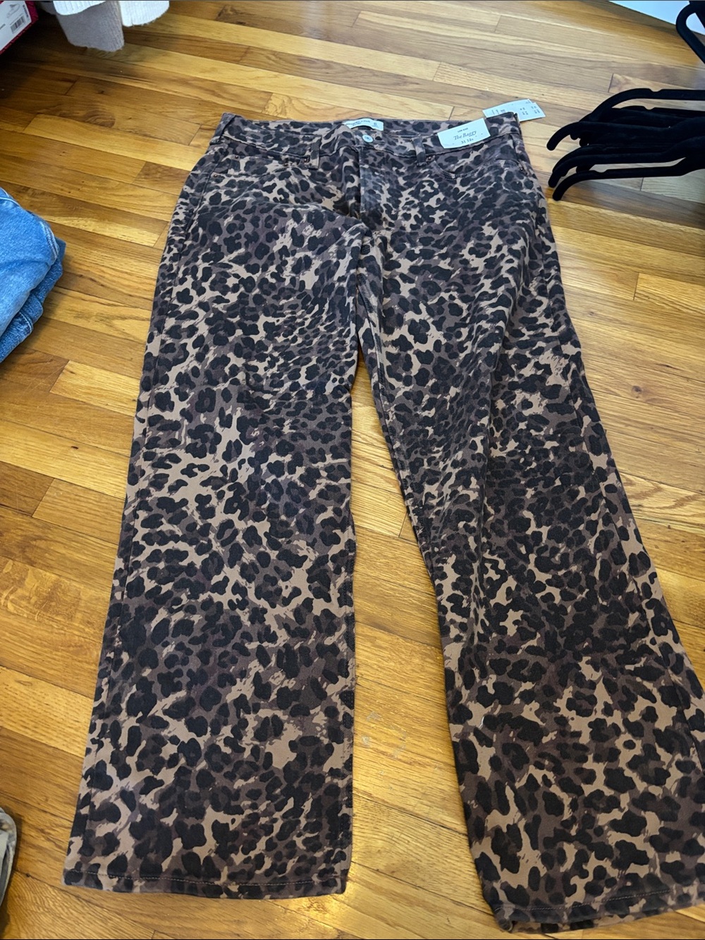 Abercrombie & Fitch Brown and Black Leopard Wide-Leg Jeans